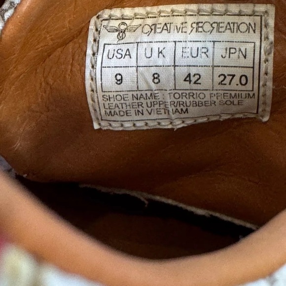 Creative Recreation Shoes Torrio Mens Sz 9 Strap Reptile Tan Red Leather Retro - Picture 8 of 9